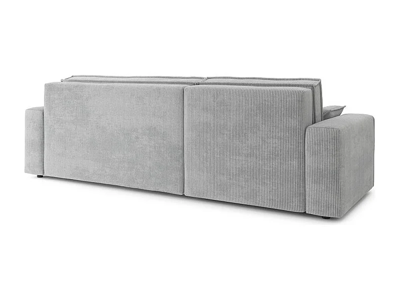 Canapé d'angle MARIUS convertible velours côtelé gris clair