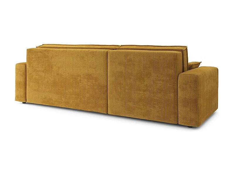 Canapé d'angle MARIUS convertible velours côtelé moutarde