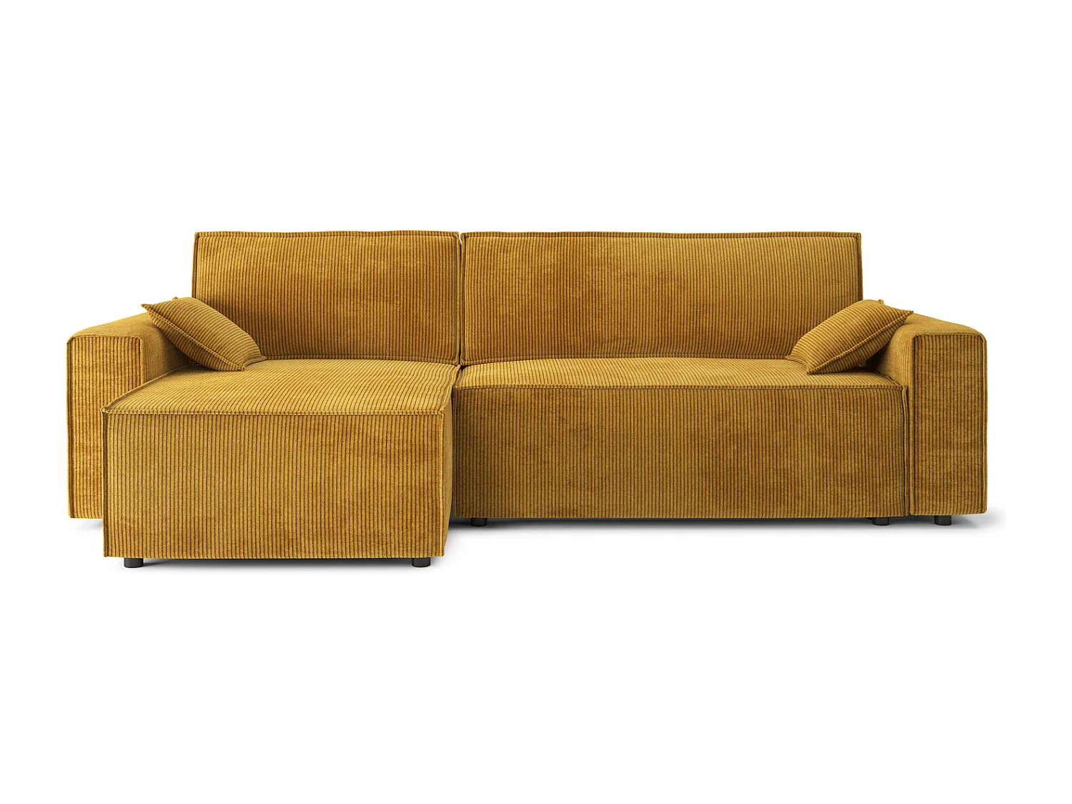 Canapé d'angle MARIUS convertible velours côtelé moutarde