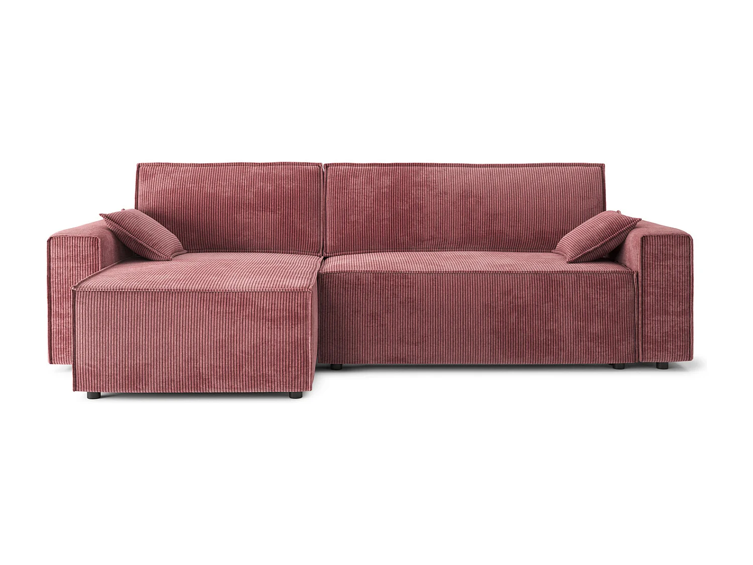 Canapé d'angle MARIUS convertible velours côtelé vieux rose