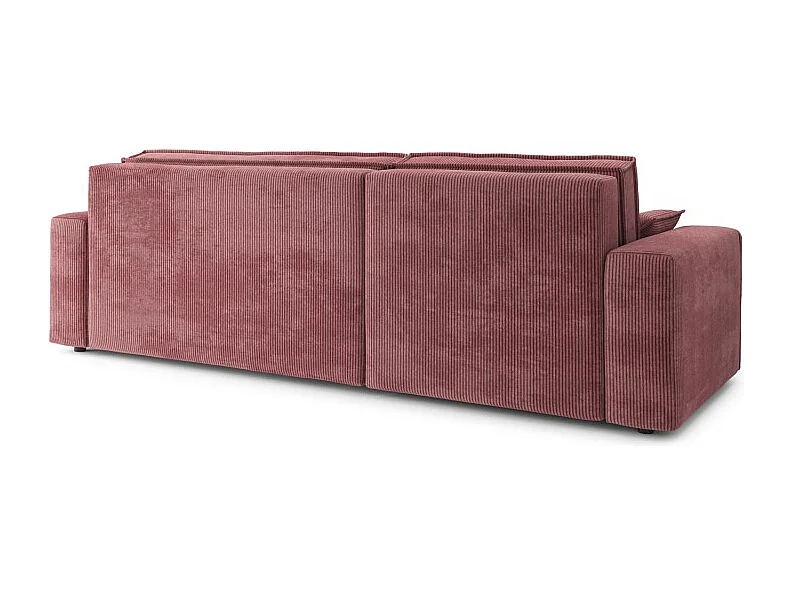 Canapé d'angle MARIUS convertible velours côtelé vieux rose