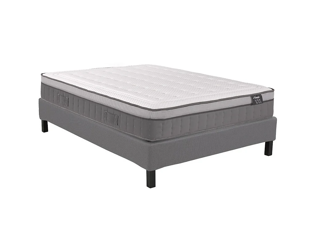 Ensemble 160 x 200 cm sommier déco en kit + matelas hybride ressorts ensachés 7 zones et mémoire de forme ép.30cm - ASGARD de YSMÉE