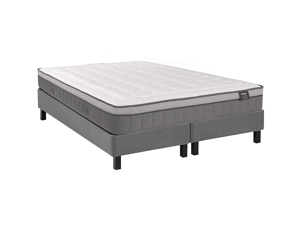 Ensemble 180 x 200 cm sommier déco en kit + matelas hybride ressorts ensachés 7 zones et mémoire de forme ép.30cm - ASGARD de YSMÉE