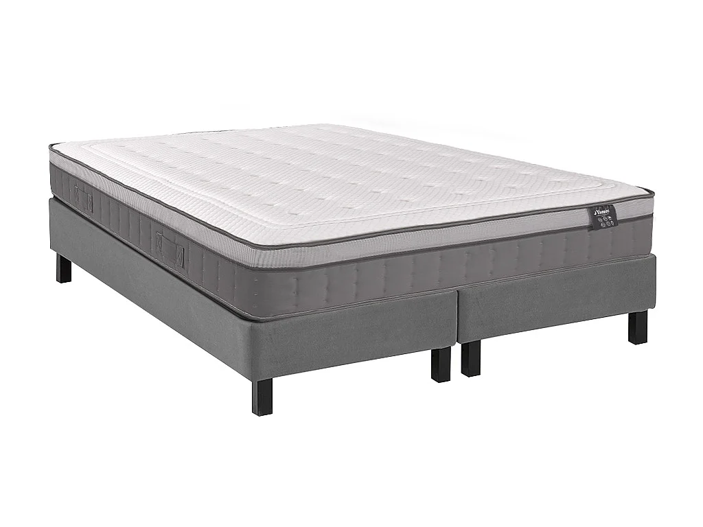 Ensemble 180 x 200 cm sommier déco en kit + matelas hybride ressorts ensachés 7 zones et mémoire de forme ép.30cm - ASGARD de YSMÉE