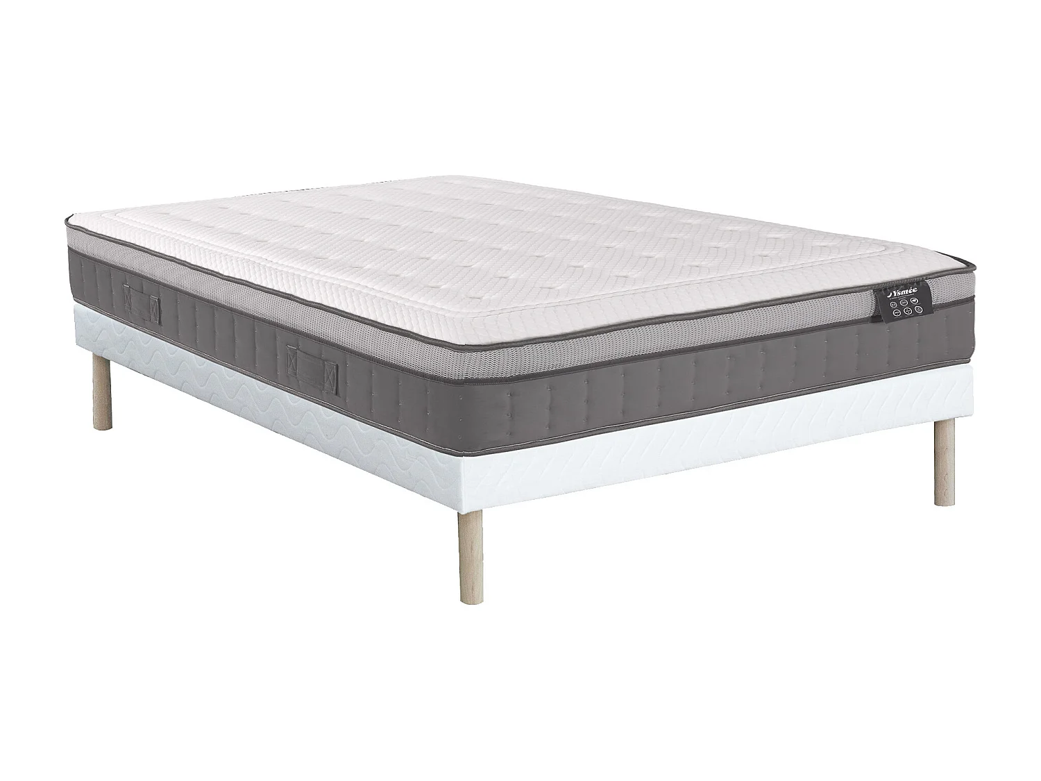 Ensemble 160 x 200 cm sommier + matelas hybride ressorts ensachés 7 zones et mémoire de forme ép.30cm - ASGARD de YSMÉE