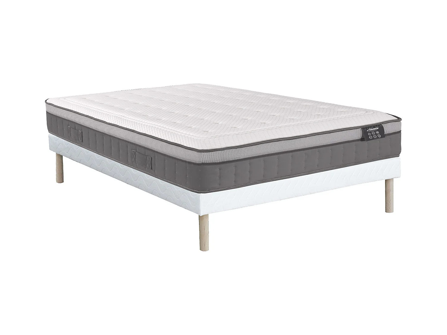 Ensemble 160 x 200 cm sommier + matelas hybride ressorts ensachés 7 zones et mémoire de forme ép.30cm - ASGARD de YSMÉE