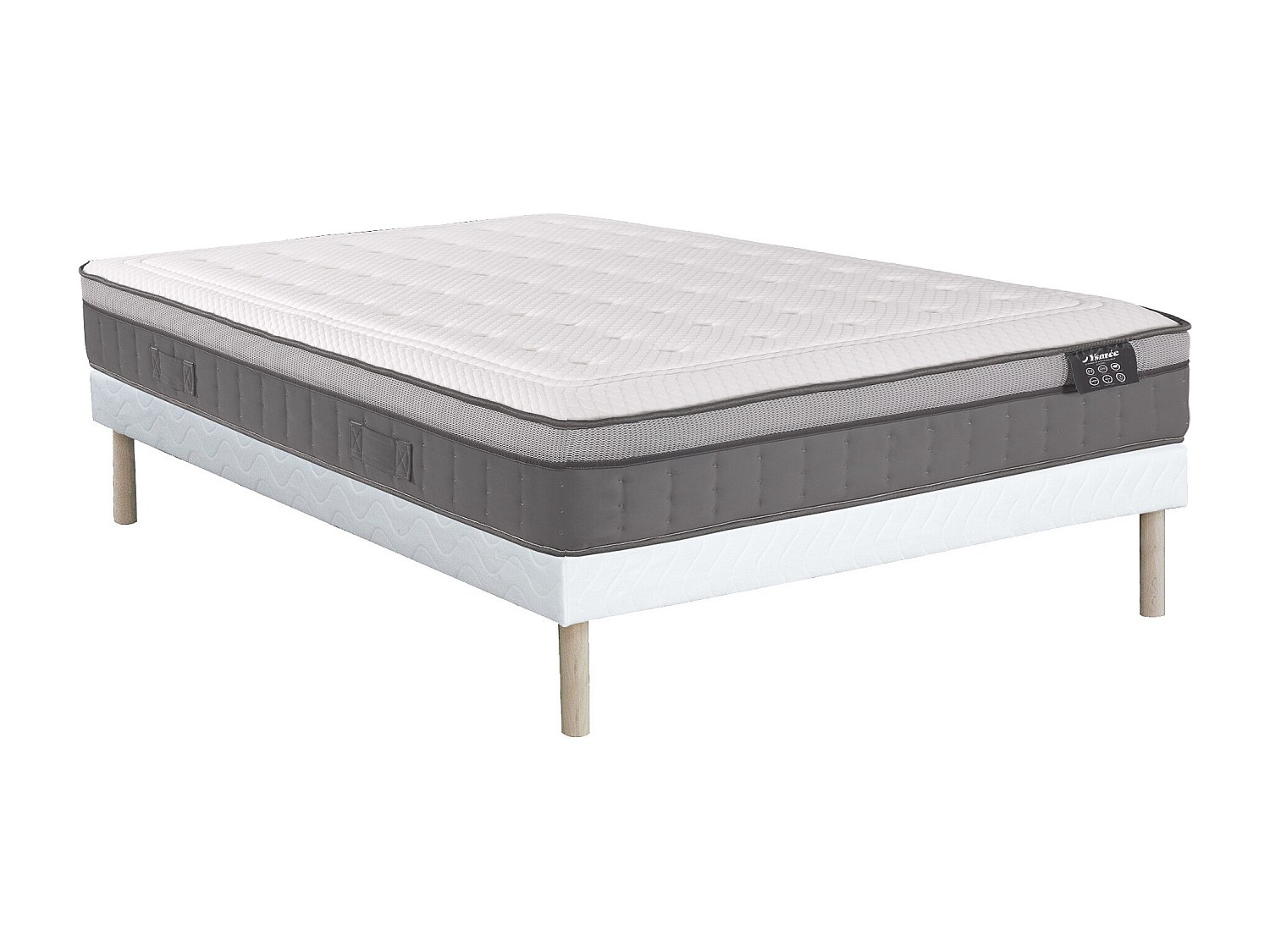 Set aus Bettgestell + Matratze - 160 x 200 cm - Hybridmatratze - 7-Zonen-Ta günstig online kaufen