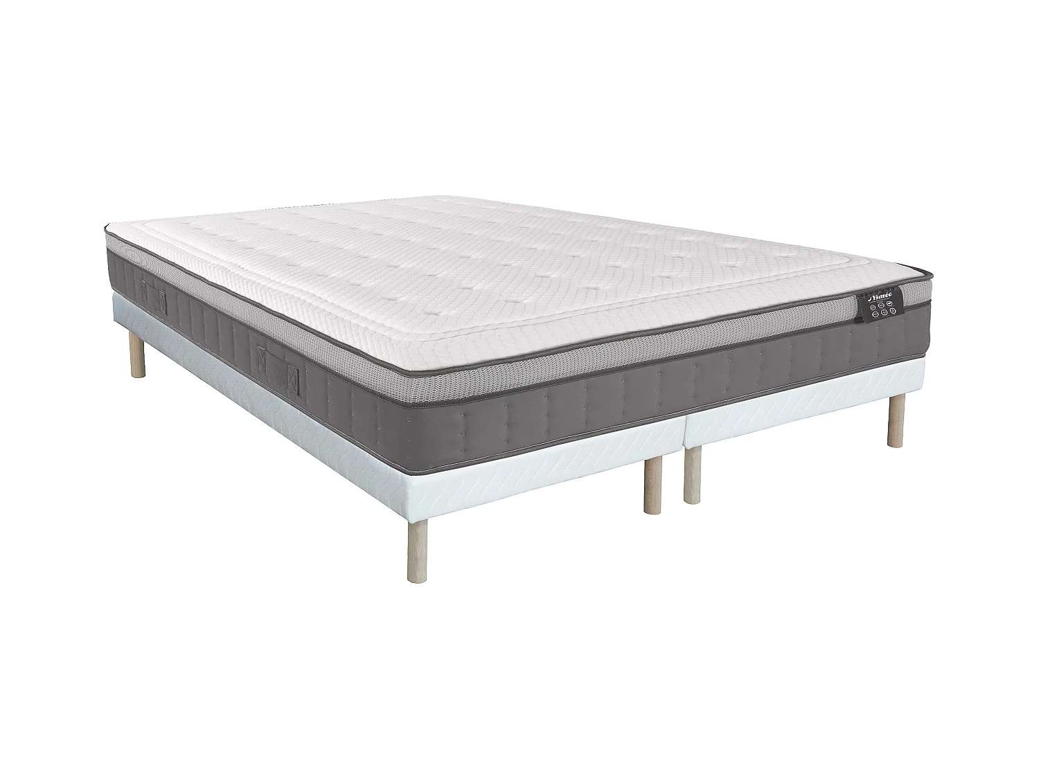 Ensemble 180 x 200 cm sommier + matelas hybride ressorts ensachés 7 zones et mémoire de forme ép.30cm - ASGARD de YSMÉE