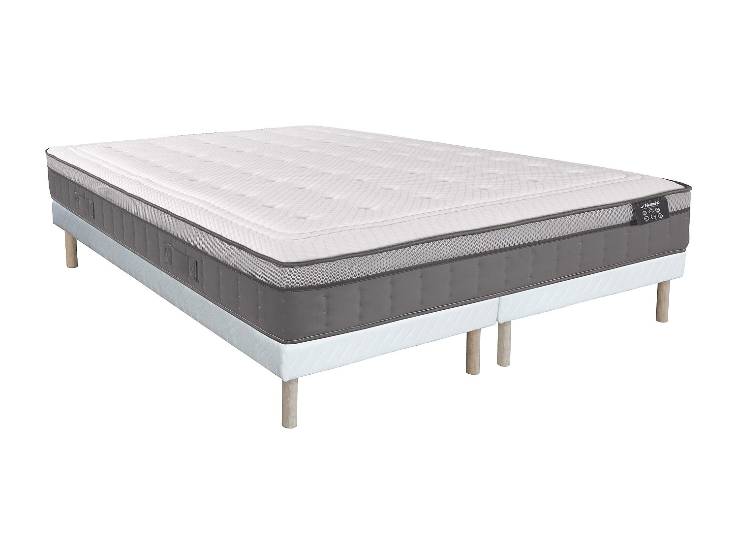 Set aus Bettgestell + Matratze - 180 x 200 cm - Hybridmatratze - 7-Zonen-Ta günstig online kaufen