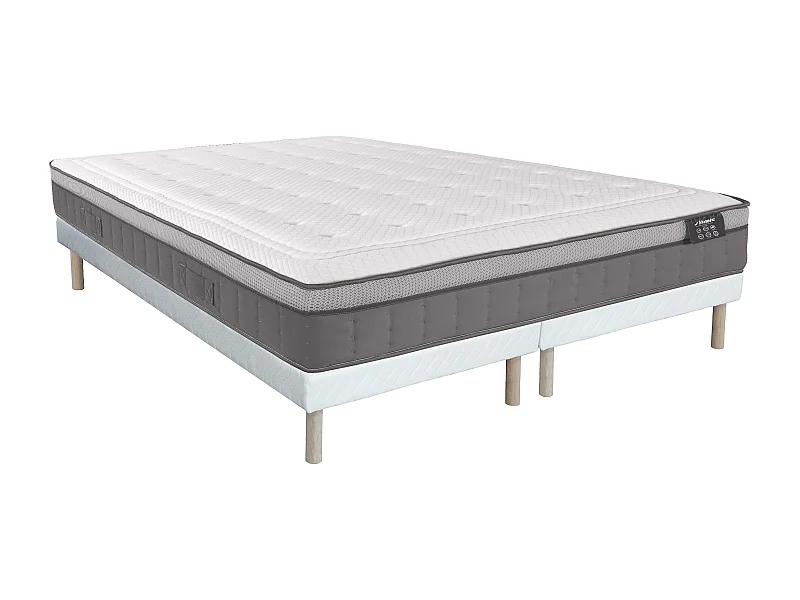 Zestaw stelaż + materac hybrydowy ASGARD marki YSMÉE o grub. 30 cm z 7-strefowymi sprężynami kieszeniowymi i pamięcią kształtu - 180 x 200 cm