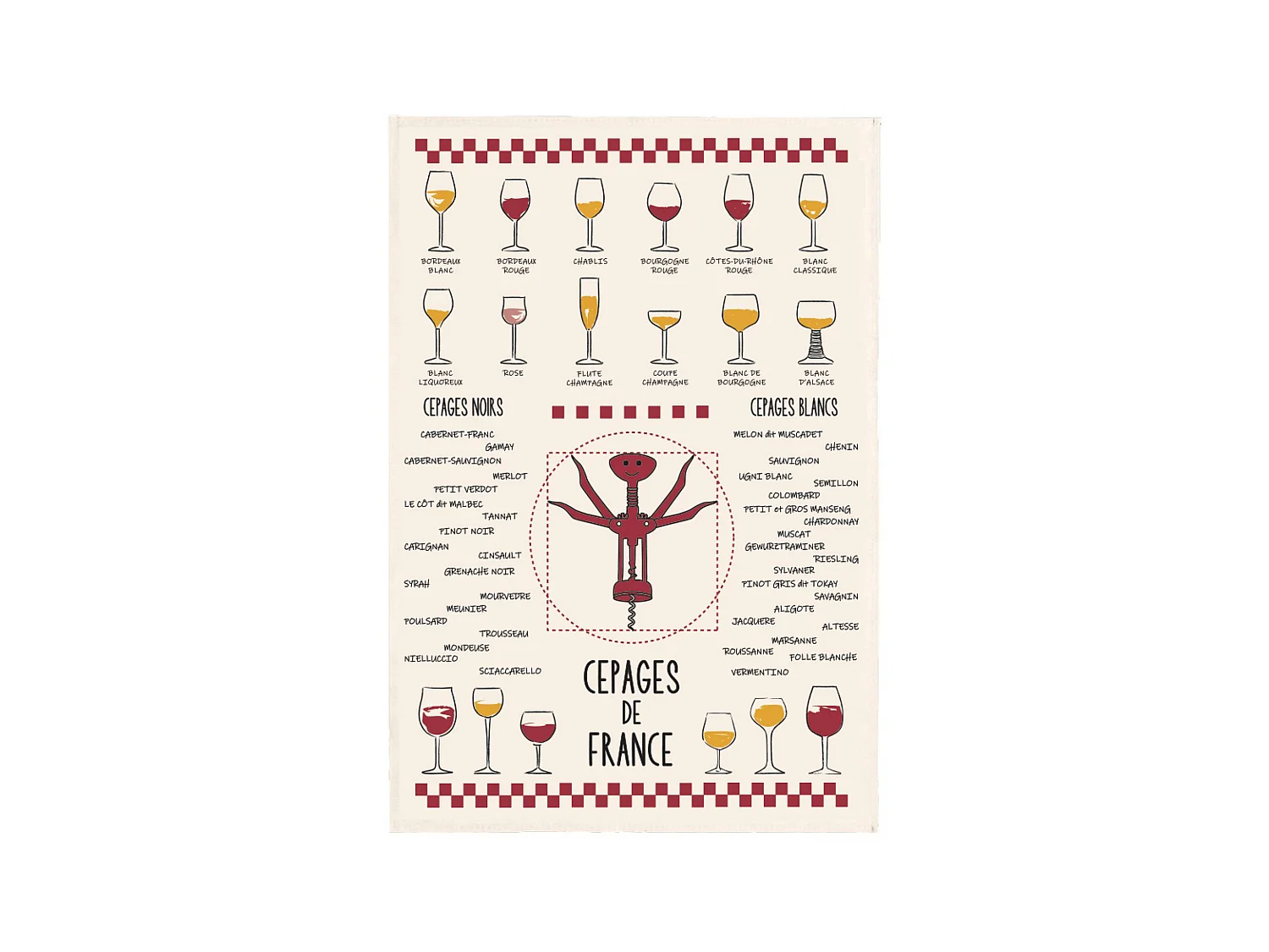 Torchon Vins et cépages ecru 50 x 70 cm Winkler