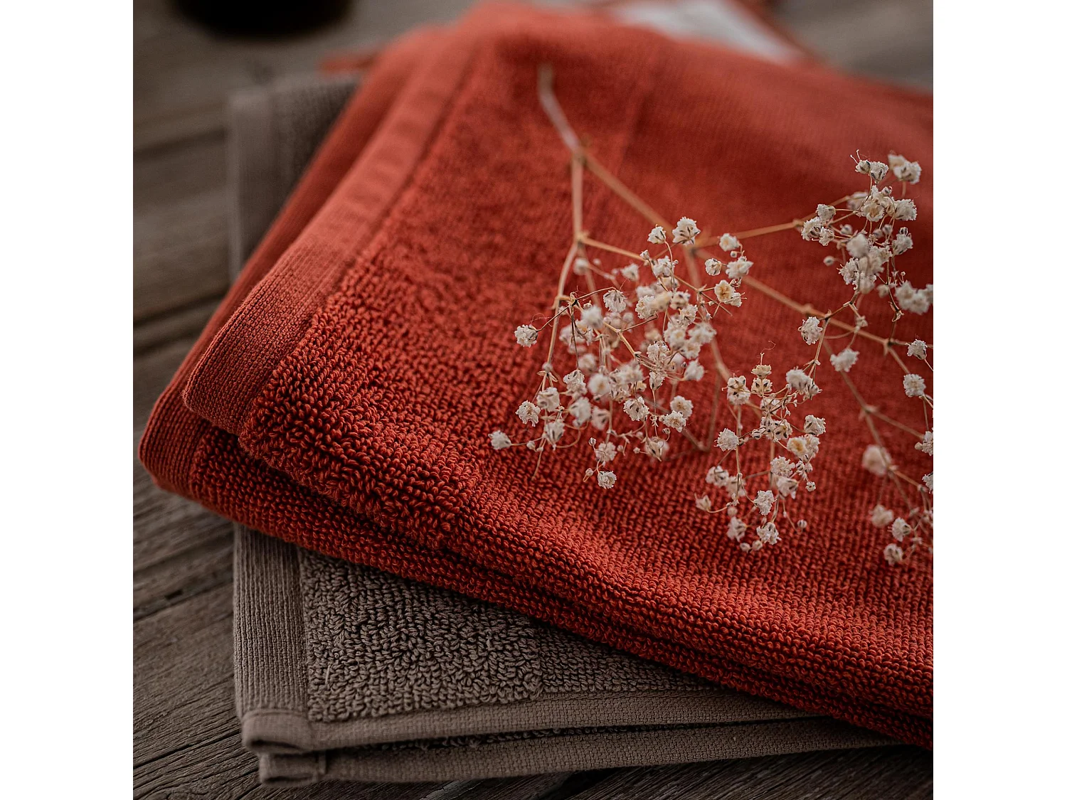 Handdoek met oogje Curl Terracotta 50 x 50 cm