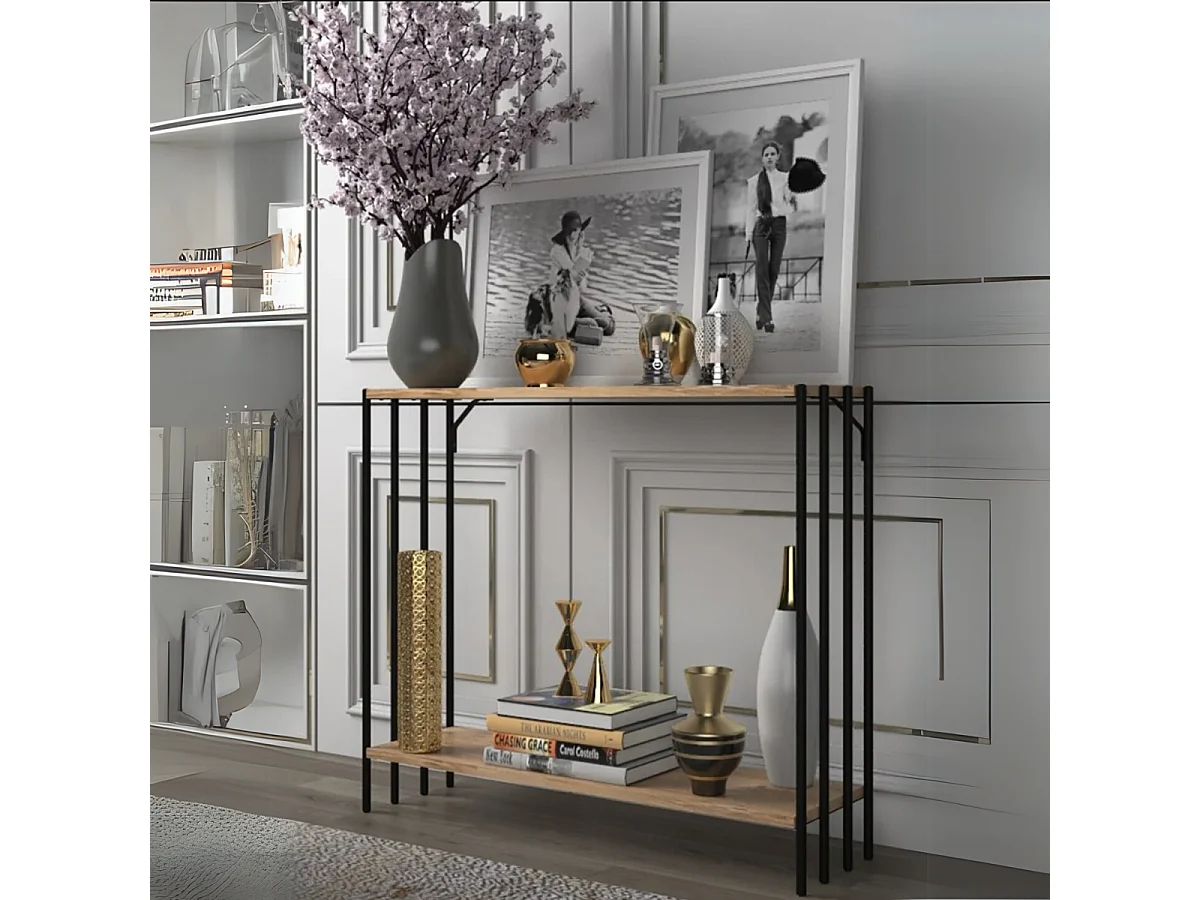 Console décor pin atlantique et noir L90 cm - VERONA