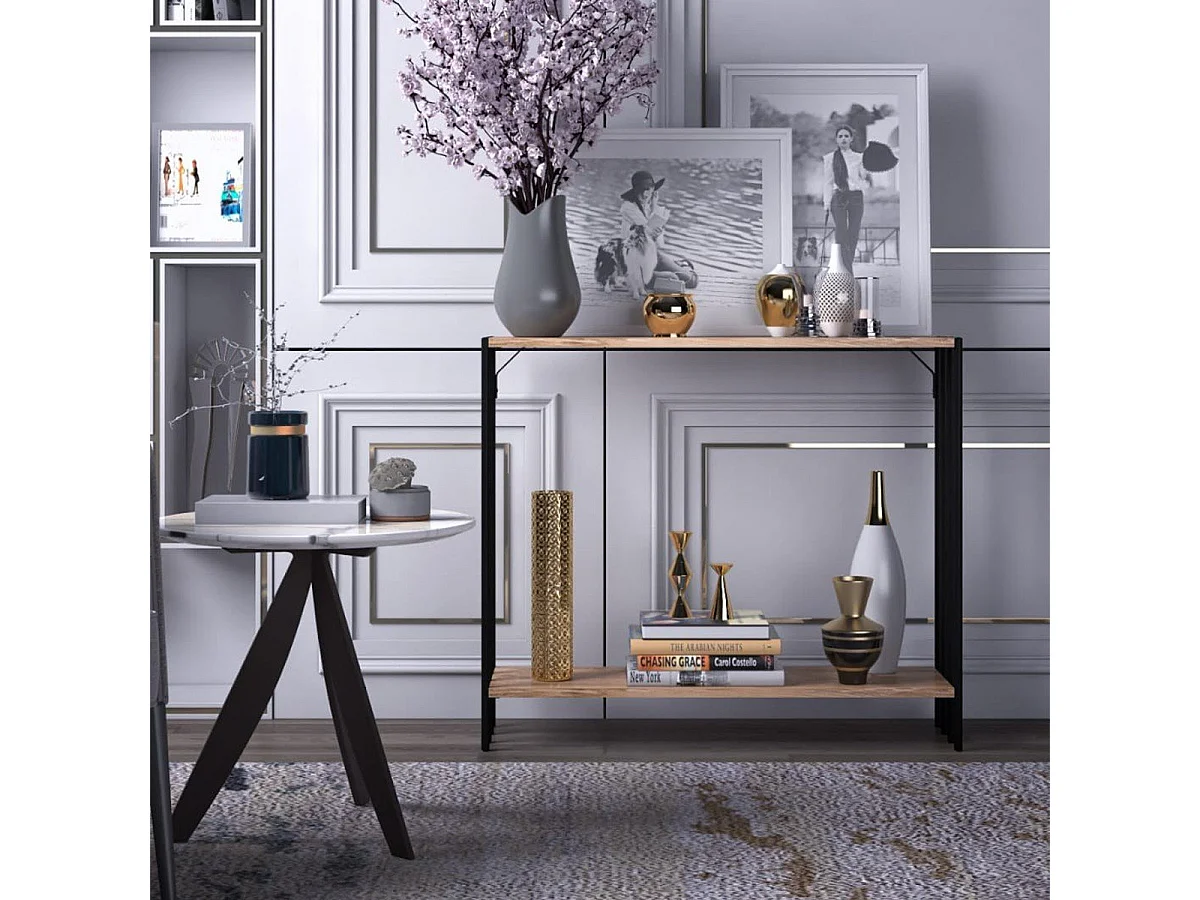 Console décor pin atlantique et noir L90 cm - VERONA