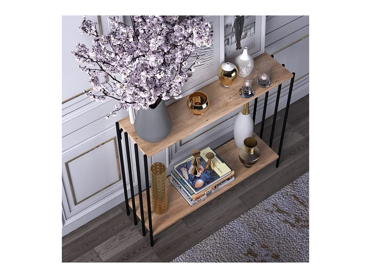 Console décor pin atlantique et noir L90 cm - VERONA