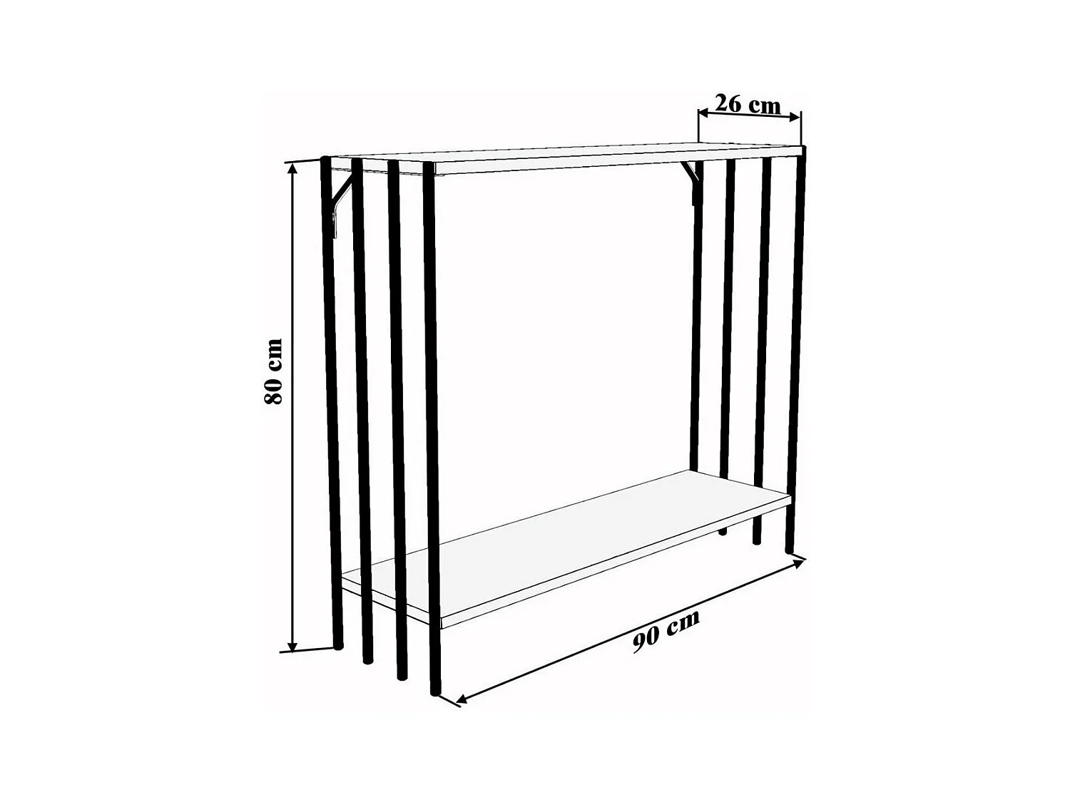 Console décor pin atlantique et noir L90 cm - VERONA