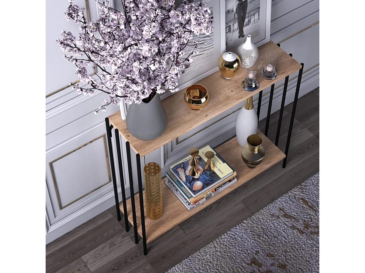 Console decor pin atlantique et noir L90 cm - Verona