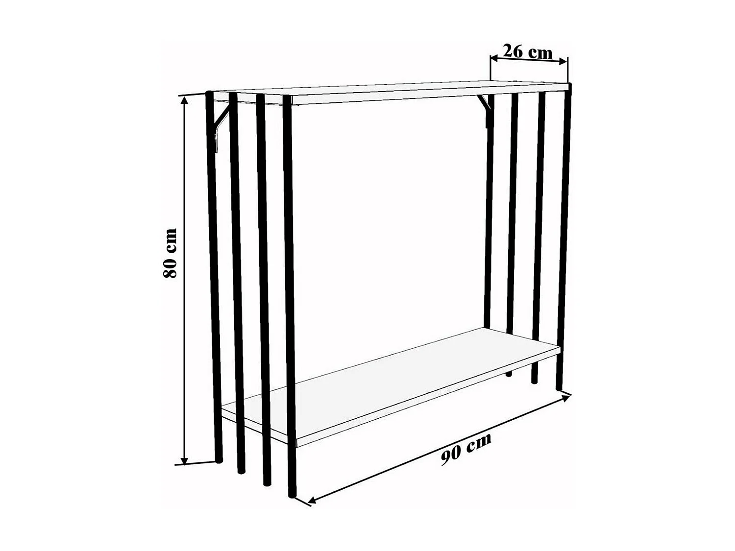 Console decor pin atlantique et noir L90 cm - Verona