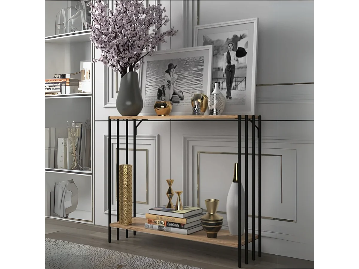 Console decor pin atlantique et noir L90 cm - Verona