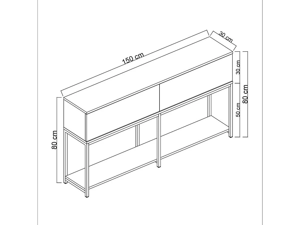 Console 2 neerklapbare deuren L150 cm - Lord