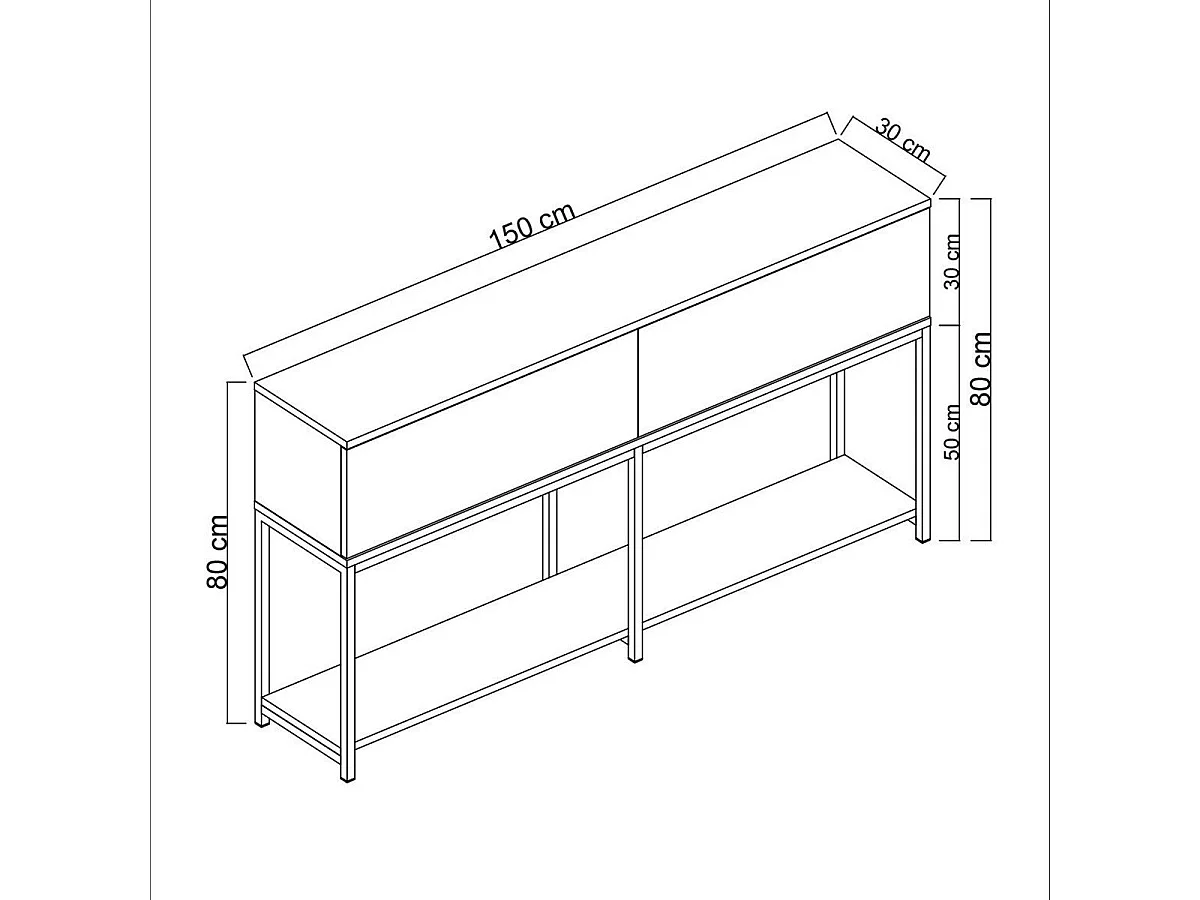Console 2 portes abattantes L150 cm - LORD