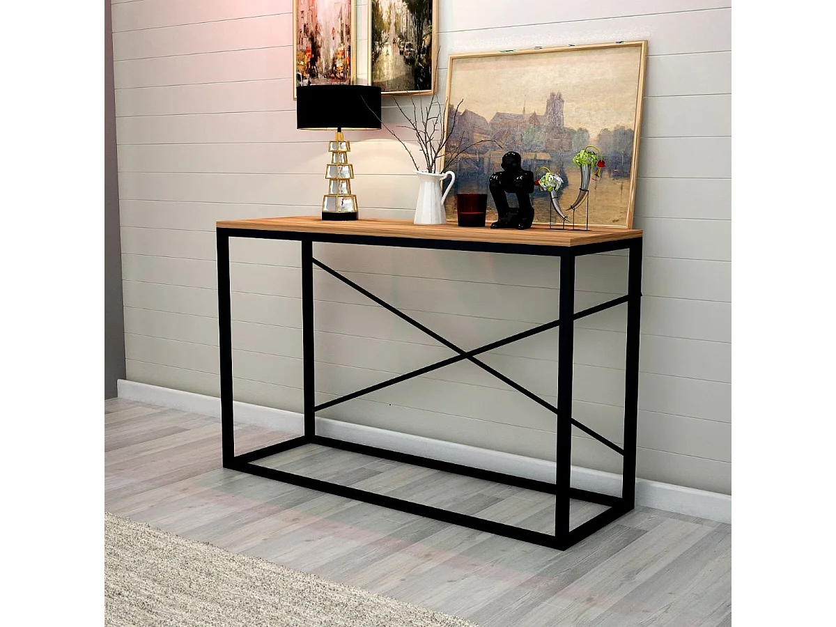 Console décor noyer et noir L100 cm - Nero