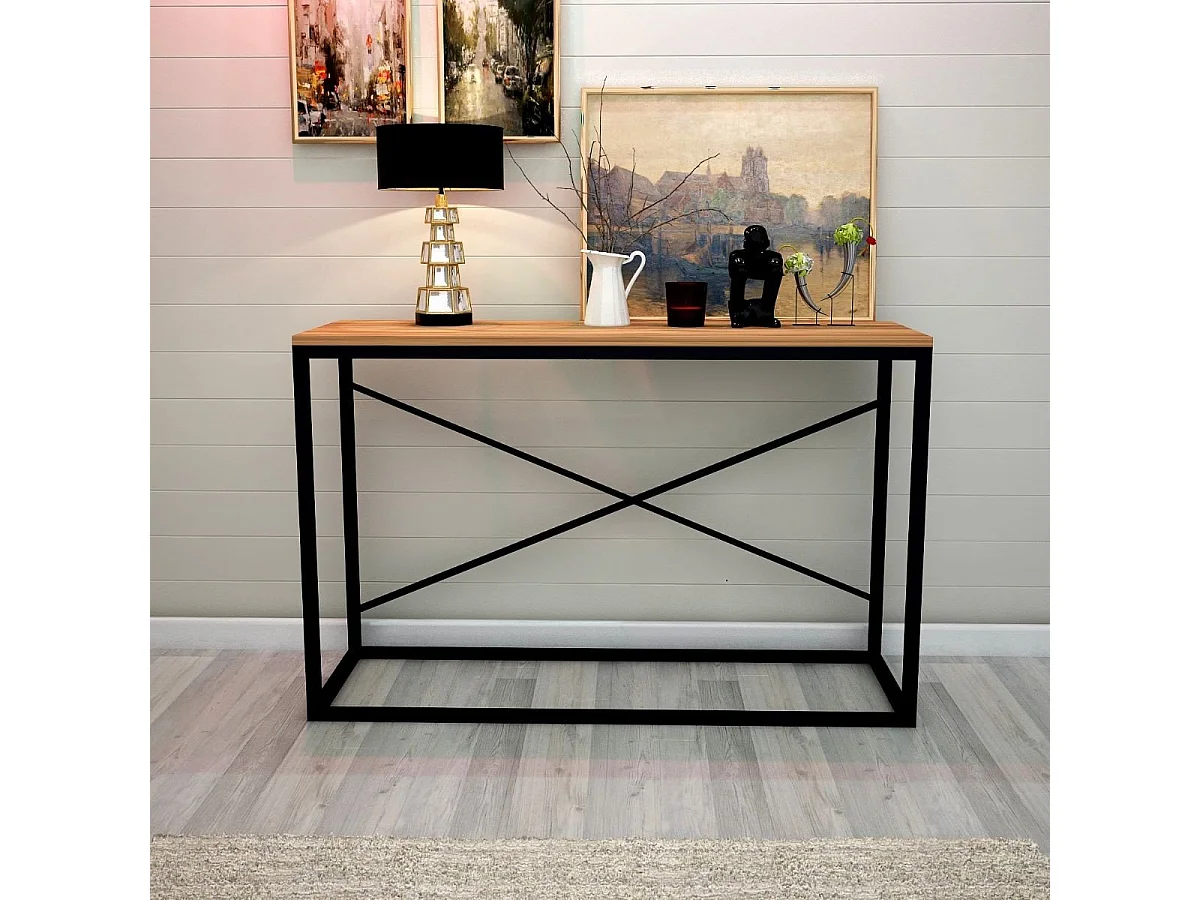 Console décor noyer et noir L100 cm - Nero