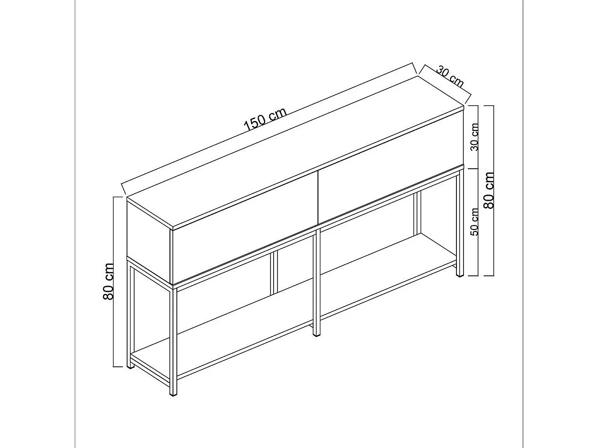 Console 2 portes abattantes L150 cm - LORD