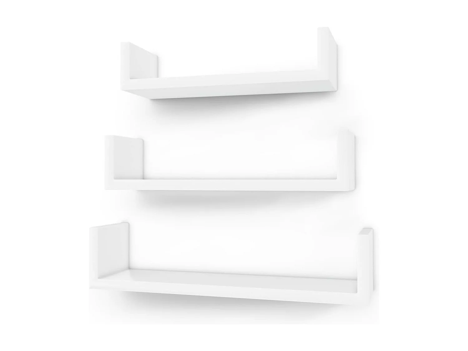 Conjunto de 3 prateleiras de parede flutuantes armazenamento decoração exposição painel MDF branco 12_0000093