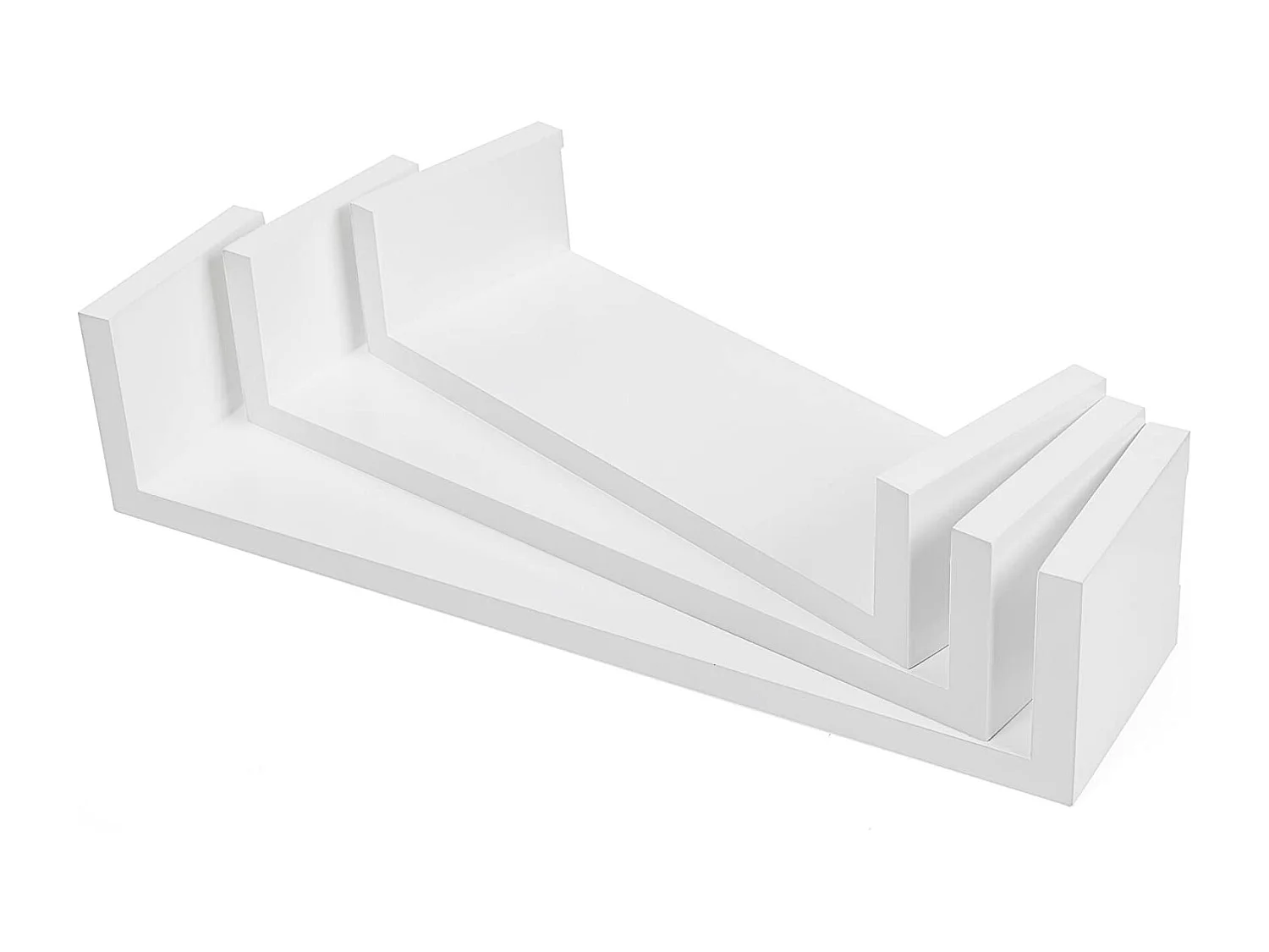 Conjunto de 3 prateleiras de parede flutuantes armazenamento decoração exposição painel MDF branco 12_0000093