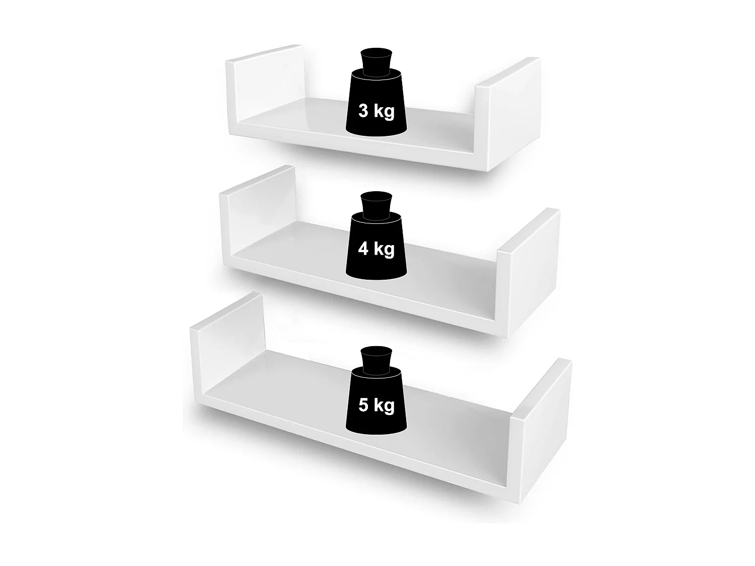 Conjunto de 3 prateleiras de parede flutuantes armazenamento decoração exposição painel MDF branco 12_0000093