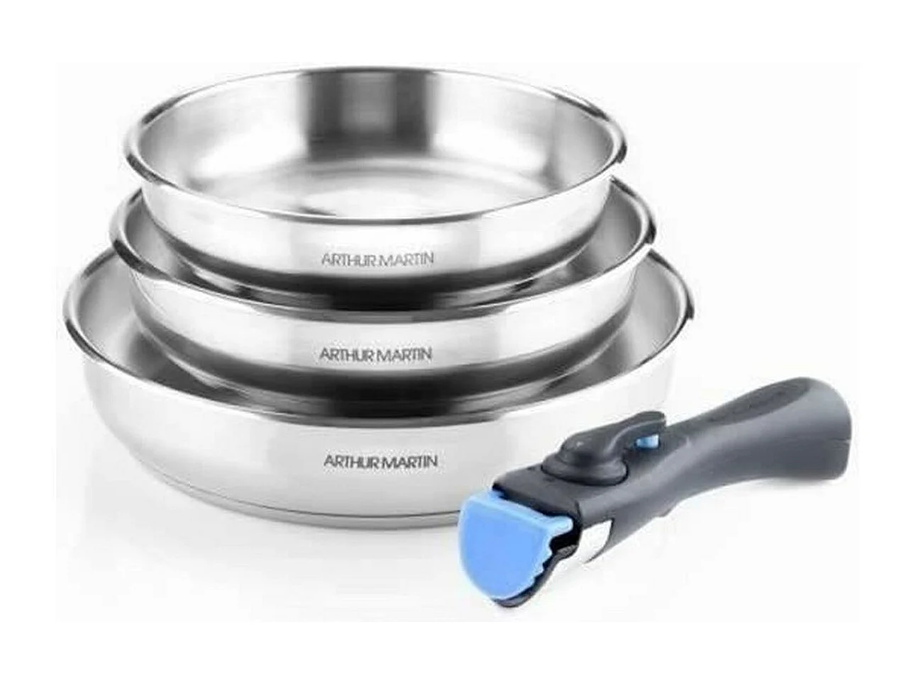 Set van 3 koekenpannen 20-24-26 cm - Roestvrij staal