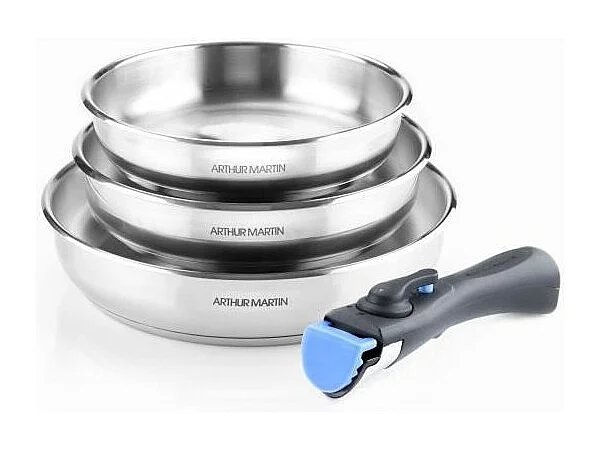 3 poêles en inox Ø 20-24-26 cm