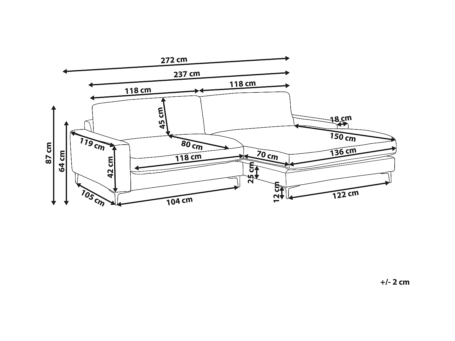 Ecksofa MALOY Chenillegewebe Hellgrau 3-Sitzer linksseitig