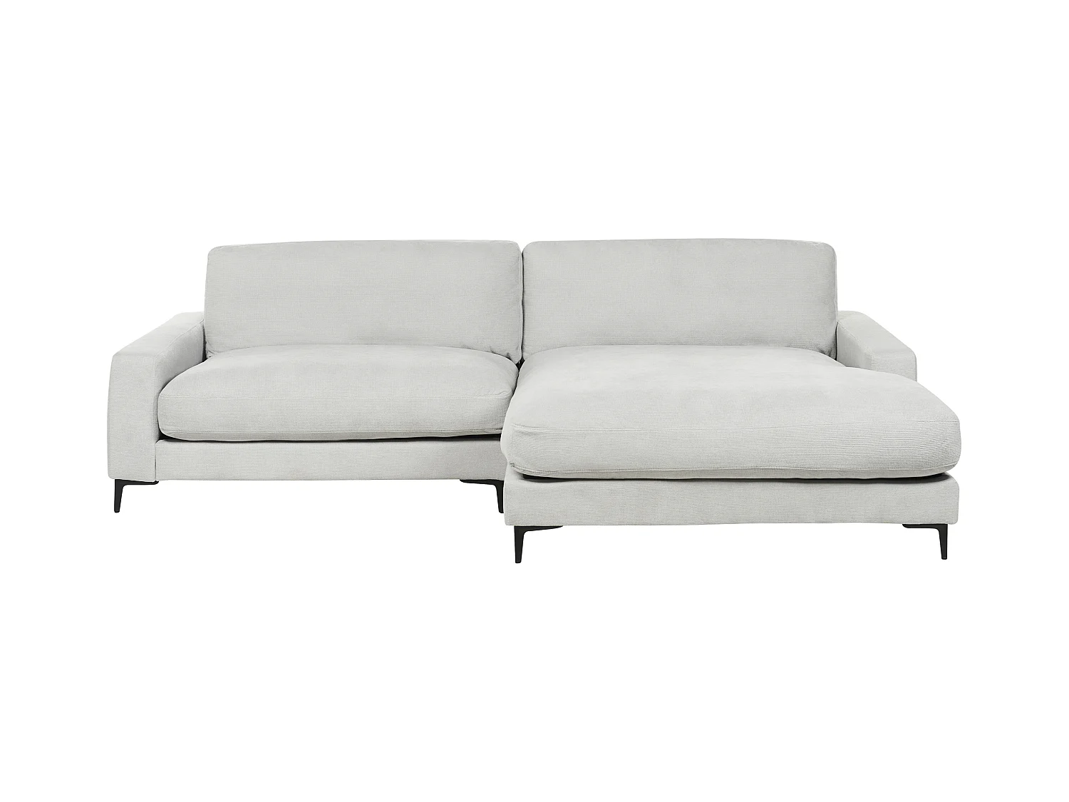 Canapé 3 Places d'Angle à droite avec Taies Lavables et Chaise Longue en Tissu Chenille Gris Clair Maloy