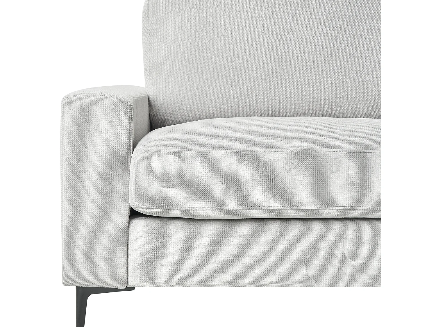 Canapé d'angle 3 places en coton chenille gris clair