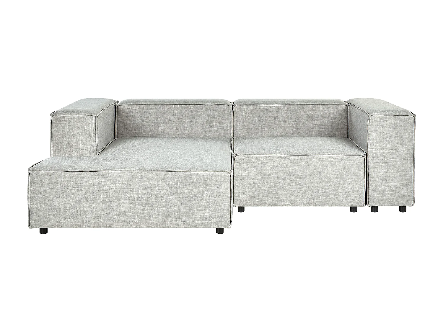 Angle Canapé 2 Places Côté Droit en Lin Gris Rembourré Pratique et Elégant Aprica