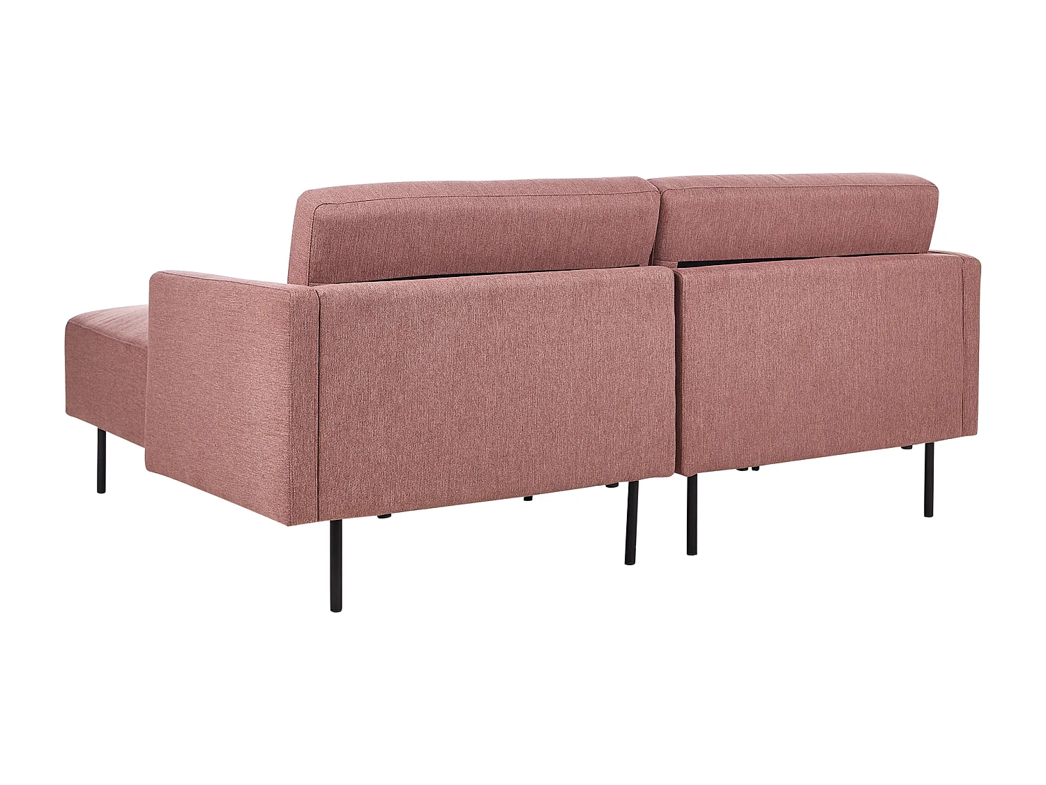 Canapé d'Angle Moderne Côté droite Canapé 2 Places avec Pieds en Métal Dossier Rembourré en Tissu Rose Breda