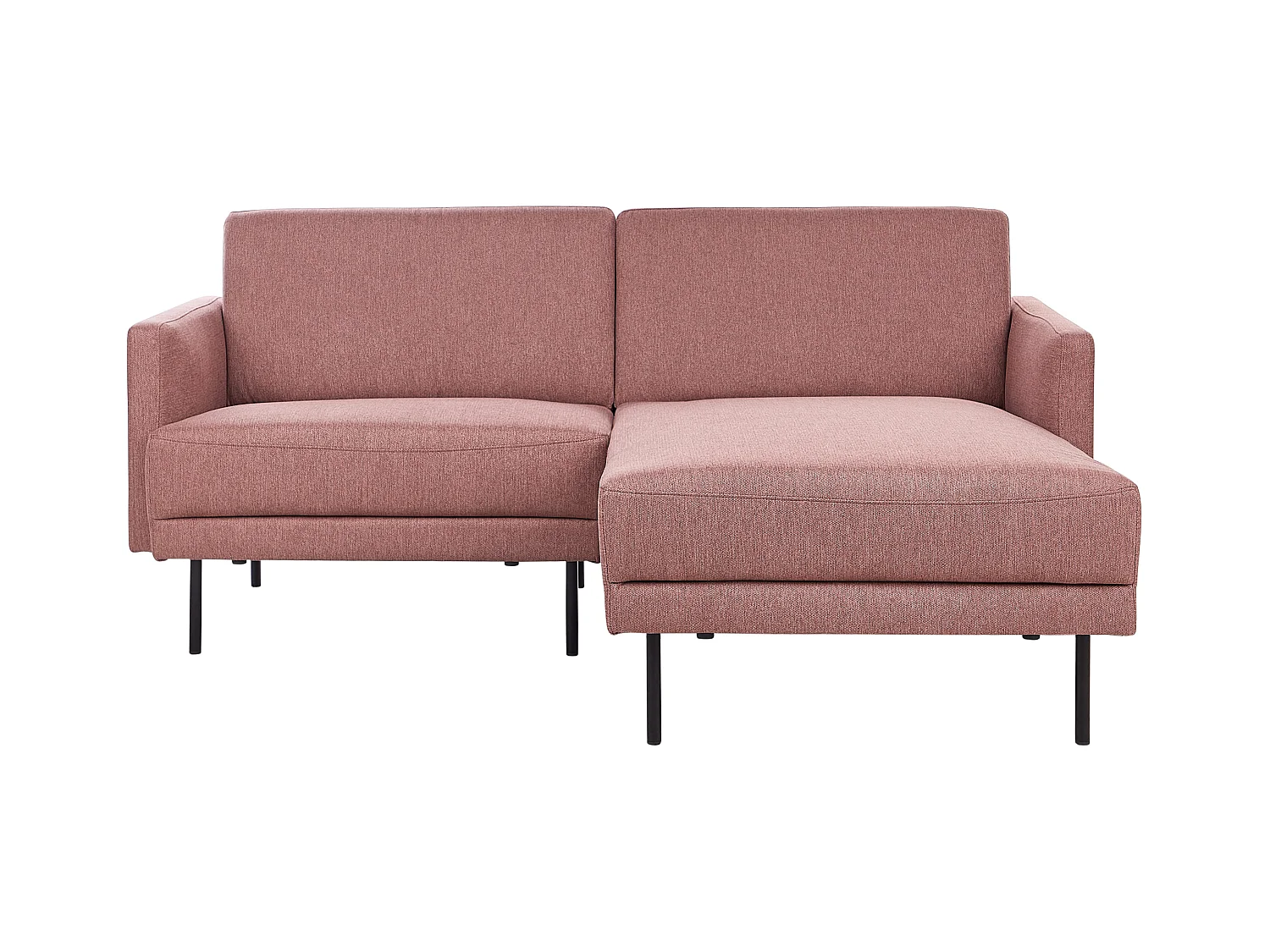 Canapé d'Angle Moderne Côté droite Canapé 2 Places avec Pieds en Métal Dossier Rembourré en Tissu Rose Breda