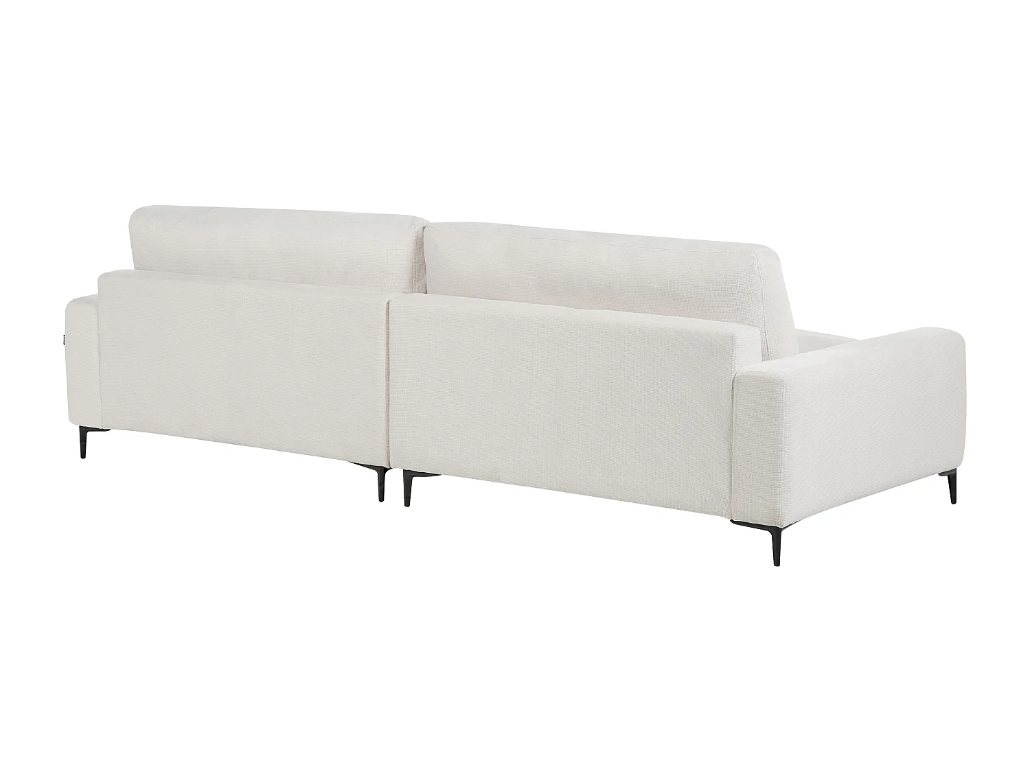 Canapé 3 Places d'Angle à Gauche avec Taies Lavables et Chaise Longue en Tissu Chenille Blanc Cassé Maloy