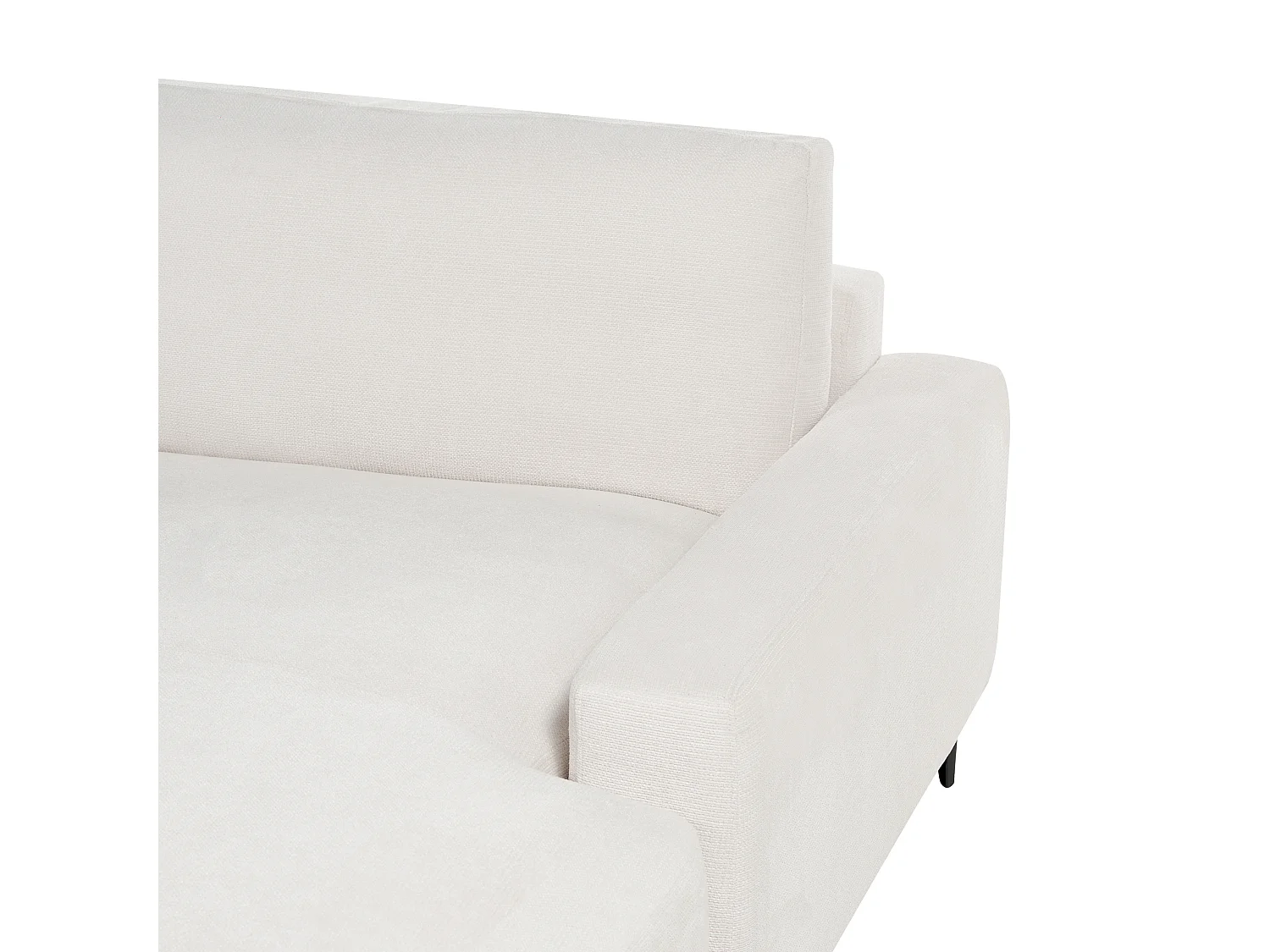 Canapé 3 Places d'Angle à Gauche avec Taies Lavables et Chaise Longue en Tissu Chenille Blanc Cassé Maloy