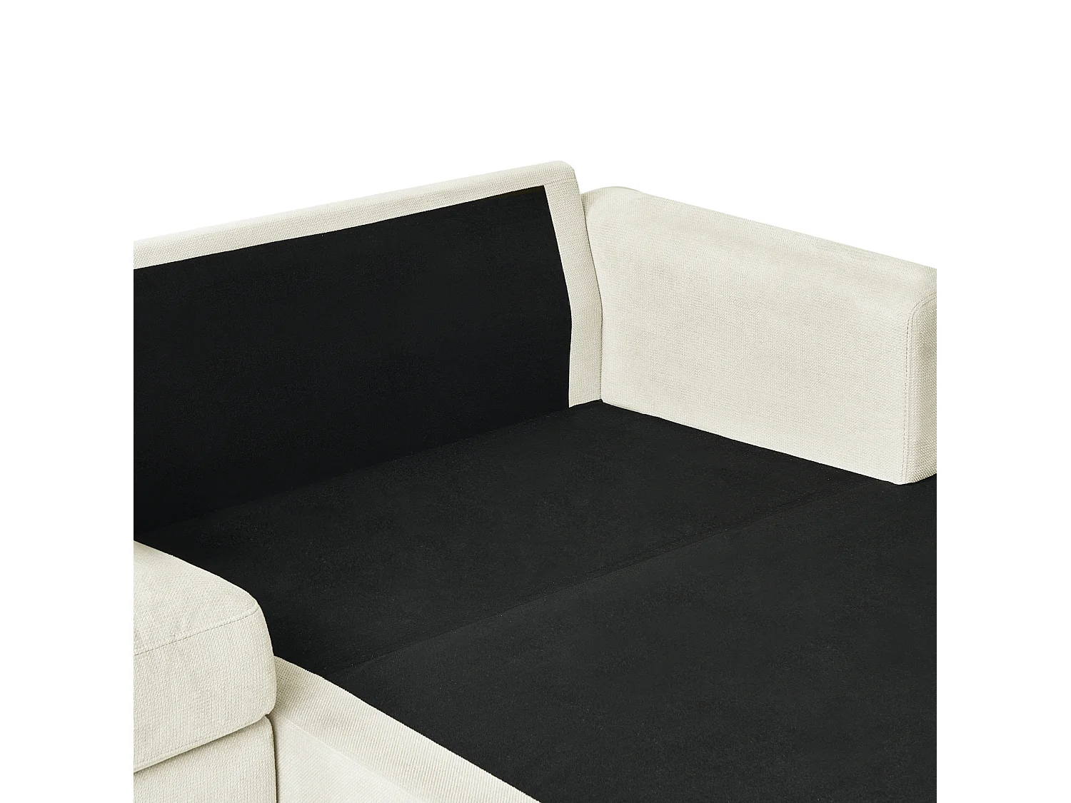 Canapé 3 Places d'Angle à Gauche avec Taies Lavables et Chaise Longue en Tissu Chenille Blanc Cassé Maloy