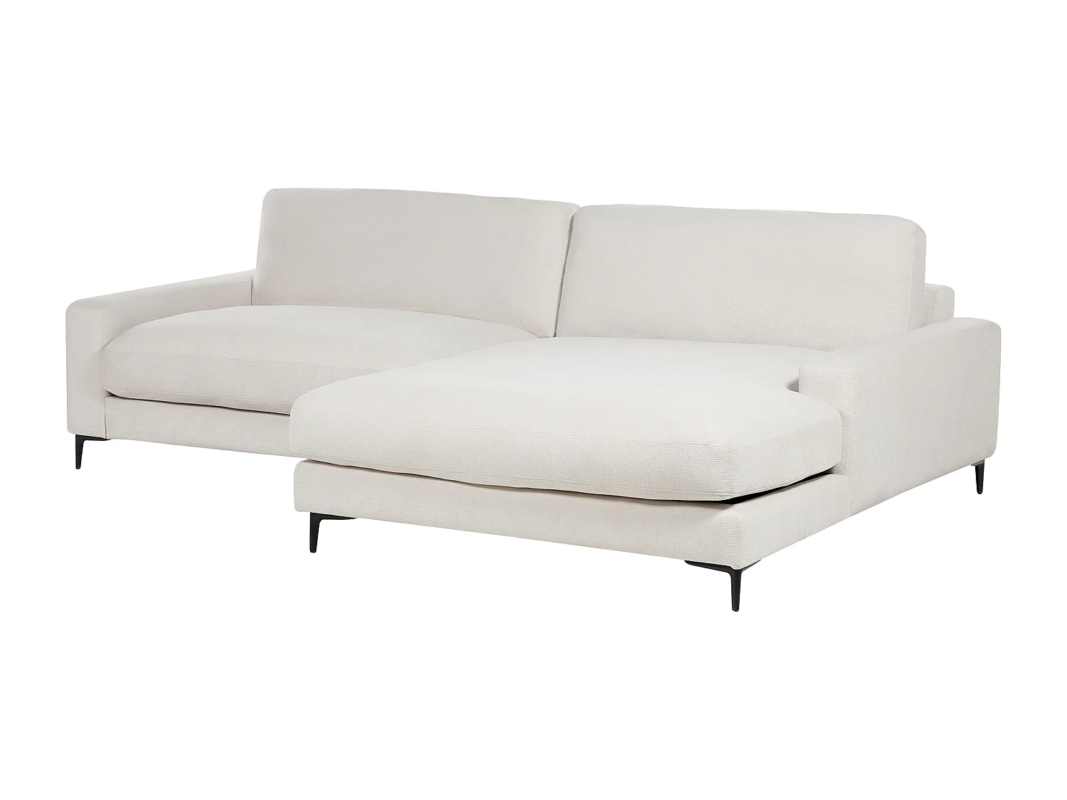 Canapé d'angle MALOY Tissu chenille Blanc cassé 3 places Côté gauche