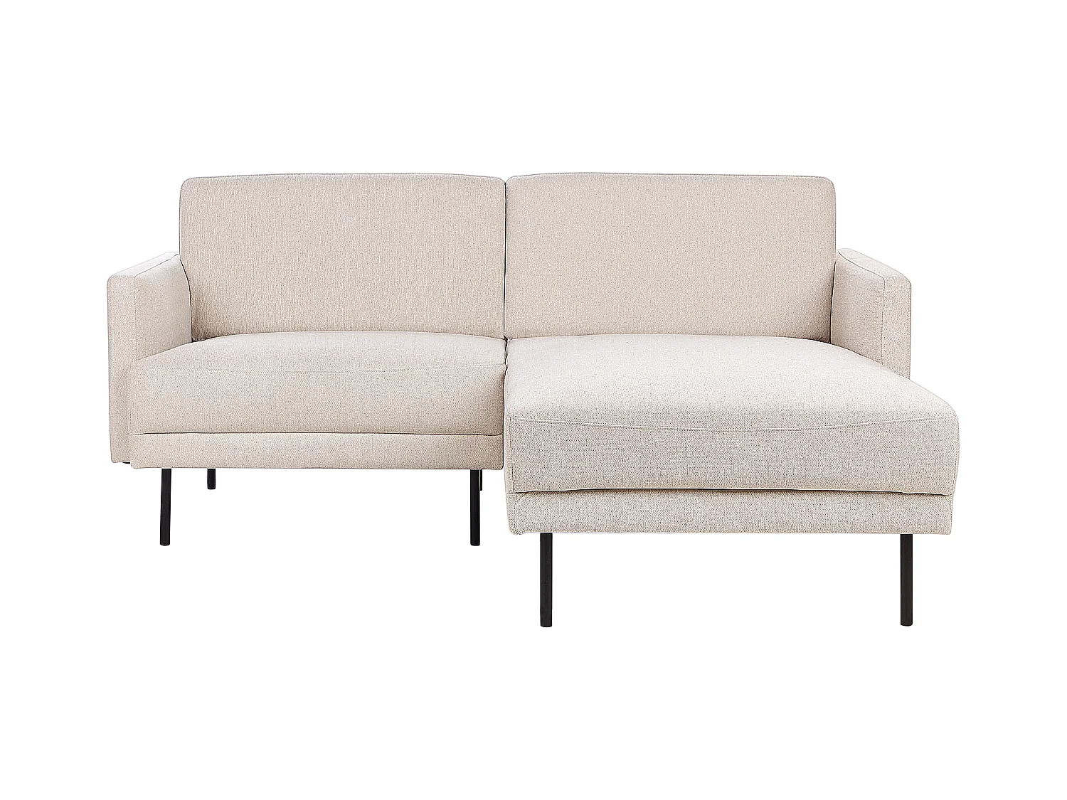 Canapé d'Angle Moderne Côté droite Canapé 2 Places avec Pieds en Métal en Tissu Beige Dossier Rembourré Breda
