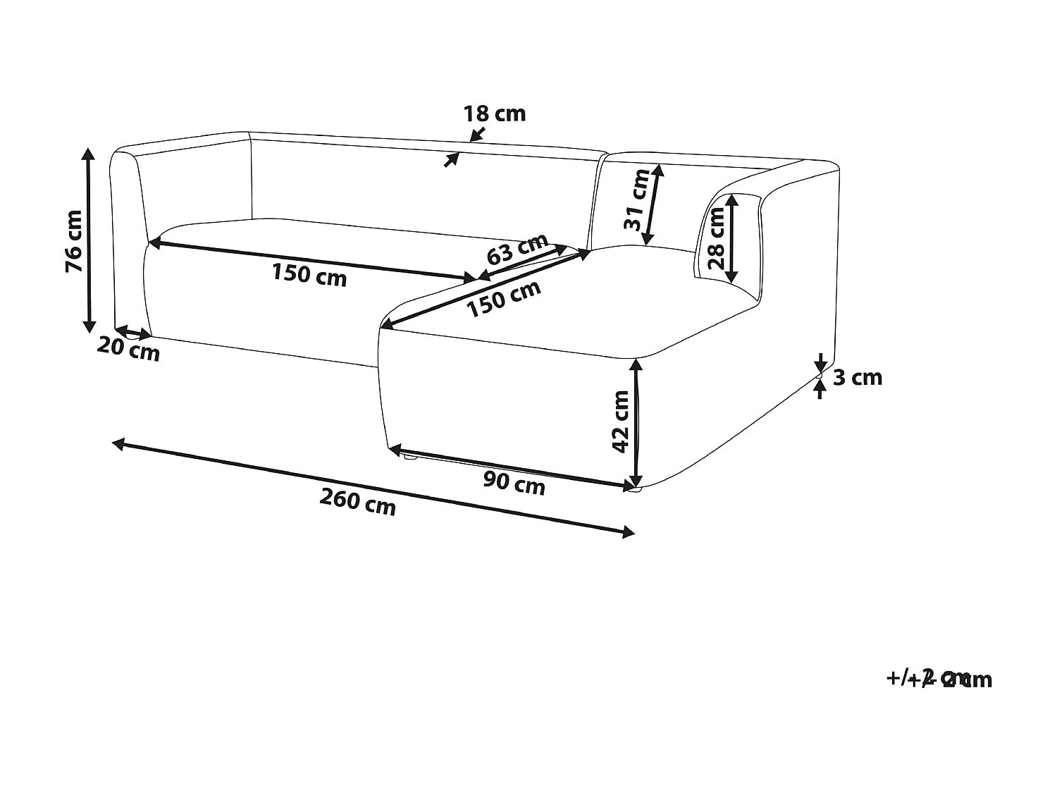 Hoekbank LAXA Stof Lichtbeige 4-zitter Linkerzijde