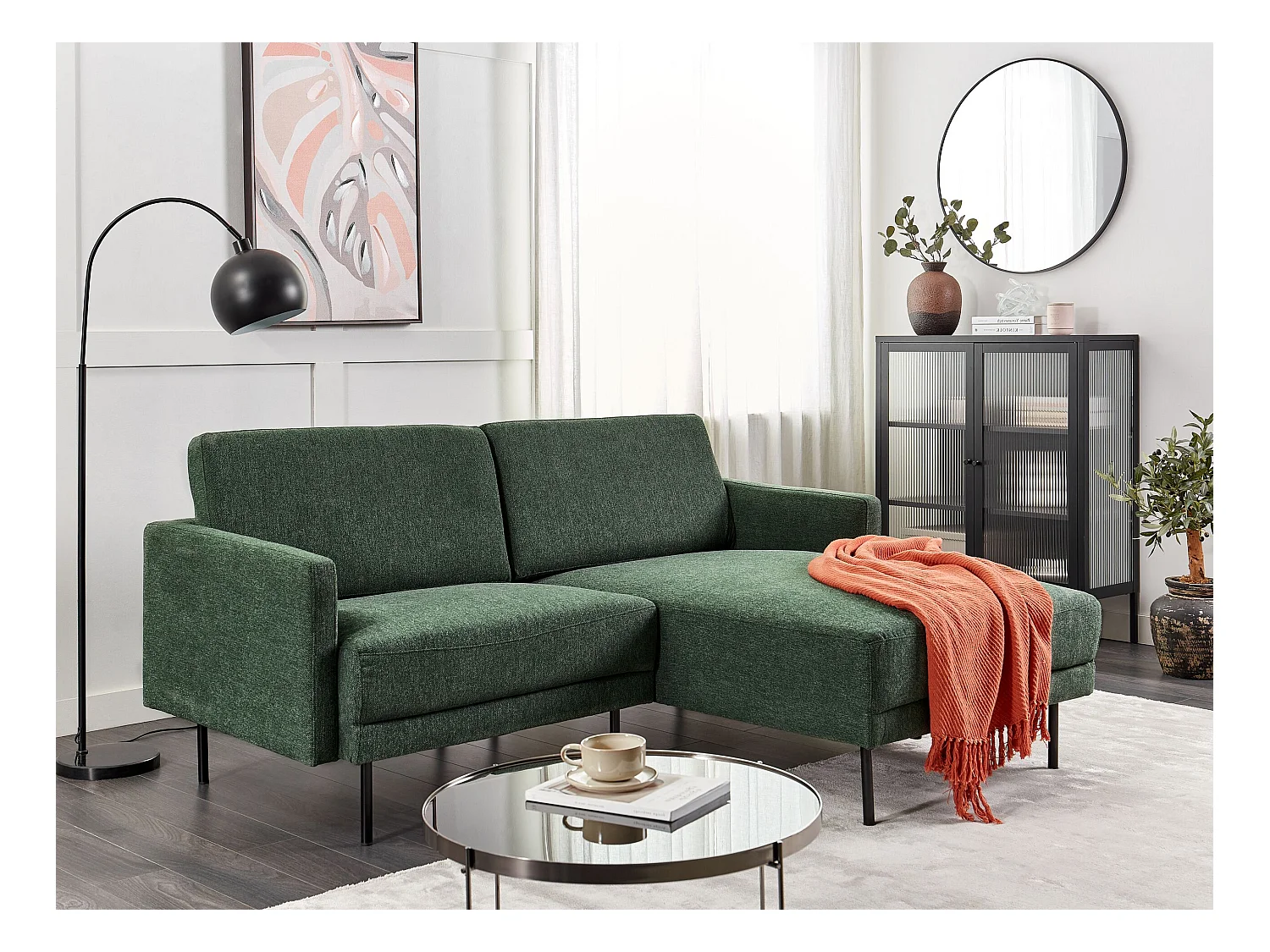 Hoekbank BREDA Stof Donkergroen 2-zitter Linkerzijde