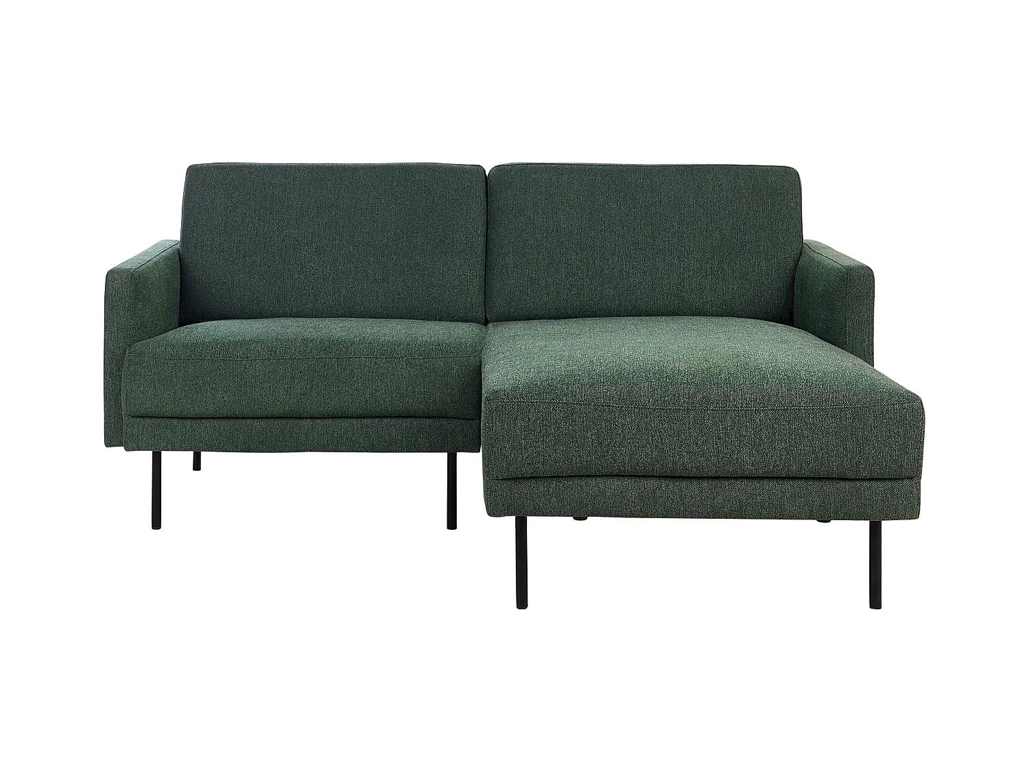Canapé d'Angle Moderne Côté droite Canapé 2 Places avec Pieds en Métal en Tissu Vert Foncé Dossier Rembourré Breda