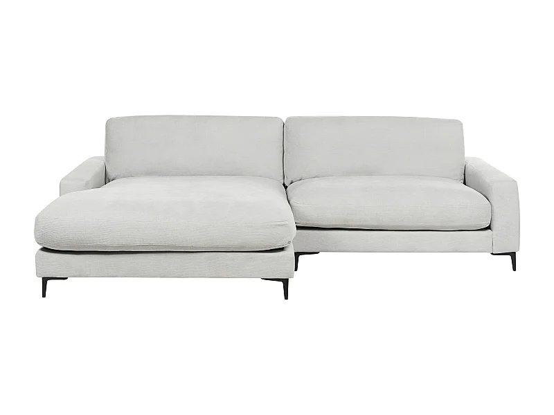 Canapé 3 Places d'Angle à gauche avec Taies Lavables et Chaise Longue en Tissu Chenille Gris Clair Maloy