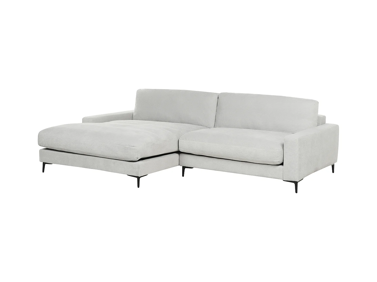 Canapé 3 Places d'Angle à gauche avec Taies Lavables et Chaise Longue en Tissu Chenille Gris Clair Maloy