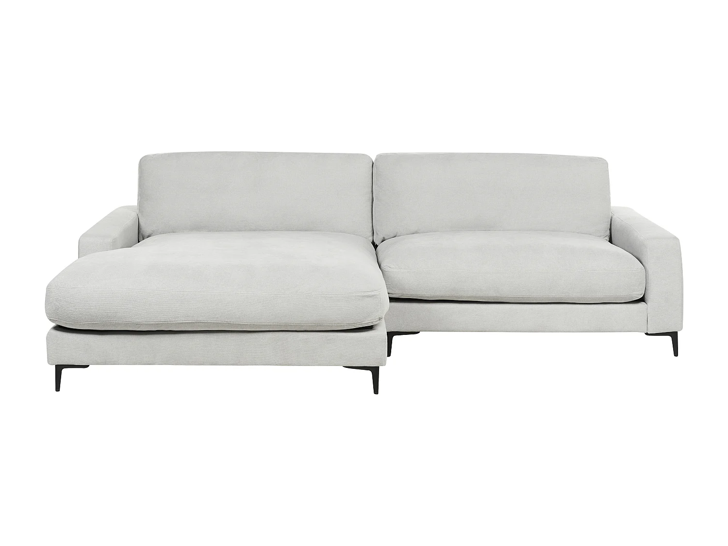 Canapé 3 Places d'Angle à gauche avec Taies Lavables et Chaise Longue en Tissu Chenille Gris Clair Maloy